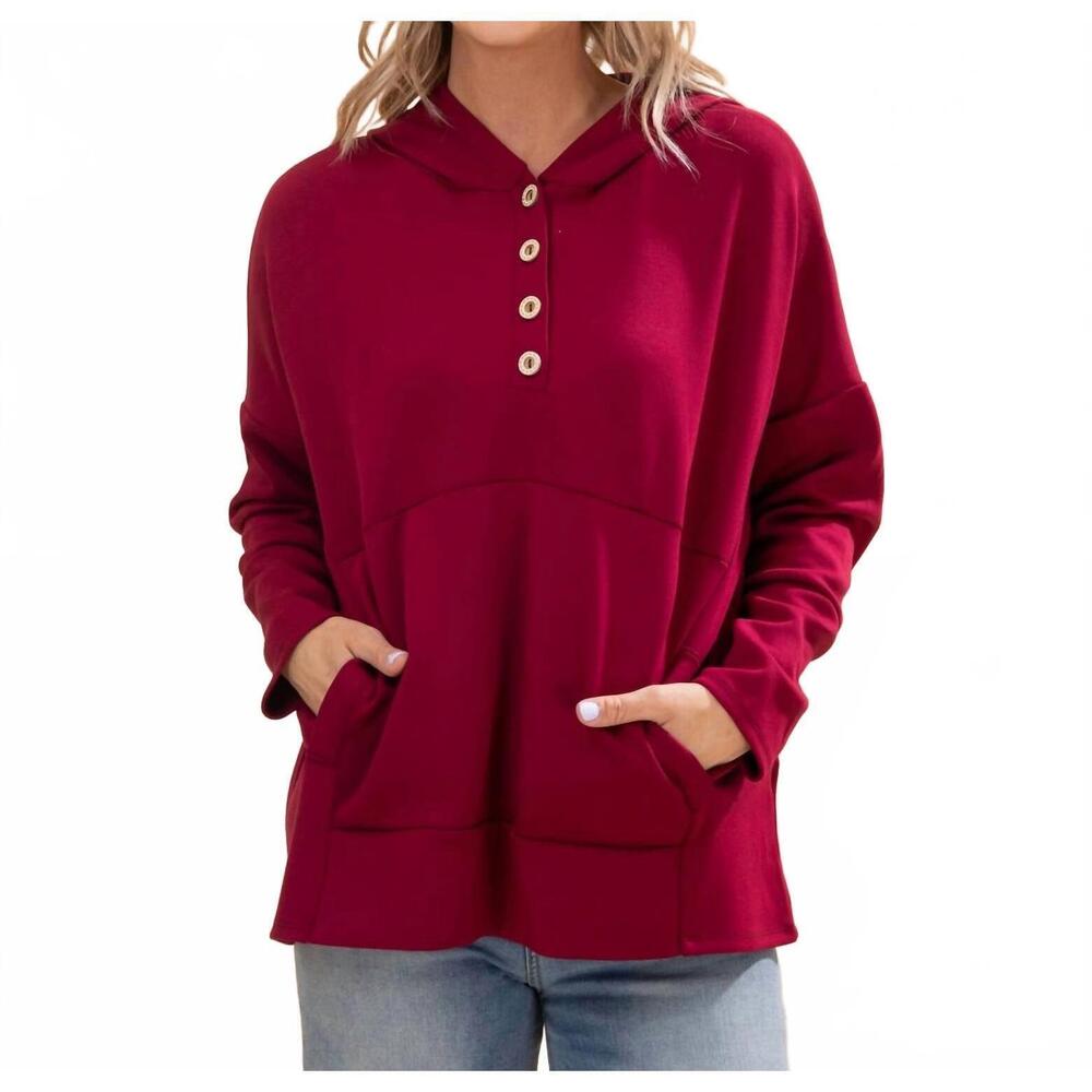 NEW HEIMISH USA aria scuba hoodie in burgundy
